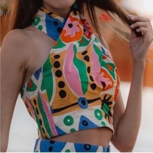NWT. Joie Colorful Print Halter Top Size Small